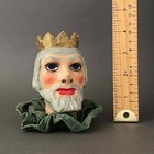 King Hand Puppet Head   1960s Vintage Paper Mache Mr Punch Judy German Toy