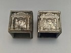 Vintage Silver Plated Tefillin Cases Set  Judaica Phylacteries Covers  Jerusalem
