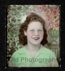 Photo Booth Hand Colored tinted Young Lady Red Lipstick Old vintage Photo- Aa168