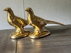 Pair Of Art Deco Minimalist Metallic Gold Painted Ceramic Pheasant Figurines 12   