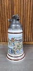 Vintage German Regimental Beer Stein With Pewter Train Finial Lid And Lithophane