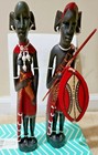 Kenya Africa  Masai Figurines A Pair Of Hand Carved Maasai Wood Sculpture 12 
