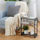 Oak Small Spaces Slim End Table With Magazine Holder - 2 In 1 Design Narrow Livi
