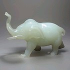 Vintage 5oz Hand Carved Pale Green Jadeite Elephant Figurine 4  Prosperity 