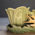Vintage Mccoy Pottery Double Tulip Yellow Swallow Flower Pot Planter