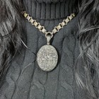 Antique Victorian Gold Wash gilt Silver Book Chain Sterling Silver Crane Locket