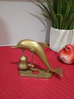 A Beautiful Vintage Brass Dolphin With Hanging Bell