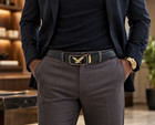 Men Eagle Decor Automatic Buckle Belt