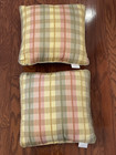 2 Croscill Pavilion 16 x 16  Decorative Throw Pillows Corded Edge Floral   Plaid