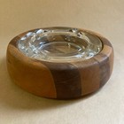 Vintage Handcrafted In Tasmania Huon Pine   Blackwood W  Glass Insert Ashtray