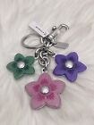 Coach Bag Charm Key Chain Silver Multi Cr924 Nwt  Wildflower Cluster