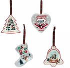 New Disney Parks Mickey Mouse   Friends 2021 Holiday Lodge Metal 4 Ornament Set