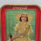 1938 Coca-cola Serving Tray Lady Yellow Dress American Art Works Original