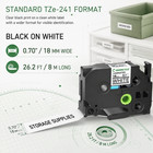Tze-241 Tz-241 Label Tape Black On White 18mm Laminated For Brother P-touch 2pcs