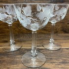 3 - 6  Libbey Etched Crystal Champagne Coupe Cocktail Sherbet Glasses Mcm Vtg