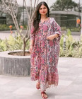 Women Anarkali Gown Printed Kurta And Pant Set With Dupatta