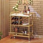 3-tier Rolling Bar Cart With Wheels  Wine Rack   Glass Holders - Gold   White
