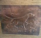 Copper Embossed Hunting Dog Wall Plaque On Wood Rustic Cabin Lodge D  cor Vintage