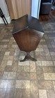 Vintage Wooden Standing Sewing Box  Cabinet W  Legs   Double-hinged Lid   Tray