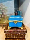 Antique 19th Century French Opaline And Gilded Bronze Casket