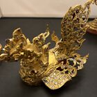 Antique Gold Gilt Hintha Bird Betel Nut Box Burmese With Stand 