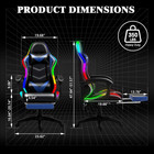 Rgb Gaming Chair     Racing Style W  Led Lights  Massage  Footrest  Blue