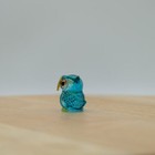 Small Cyan Owl Tiny Bird Blown Glass Art Handmade Animal Collectible Gift Decor