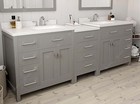 92  Gray Double Bathroom Vanity Cabinet Speckled Quartz Countertop Square Sinks