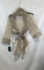 Adrianna Papell Women s Organza Wrap Jacket Champagne Sheer Tie Front Nwt Xs