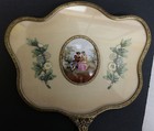 Vintage Gold Guild Vanity Mirror   Brush Set Floral Porcelain   Pict Inset  1789