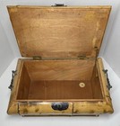 Vintage Asian Boho Chic Burnt Bamboo Wicker Woven Rattan Chest Jewelry Box Latch