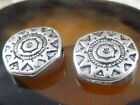 8 Vintage Native American Coin Metal Pendants Flower Tribal Bead Antiqued Silver