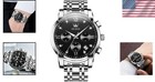 Luxury Men s Stainless Steel Chronograph Watch - Black Dial  Waterproof Design