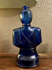 Vintage El Guerrillero Reposado Tequila Bottle Cobalt Blue Glass Mexican Soldier
