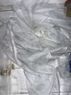 Vintage 50s  Curtain 23x45 1 Valancesheer Panel Gold Ribbon And 3 Diff Tie Backs
