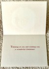 Unused Christmas Santa Face Oval Round Poinsettias Vtg Greeting Card 1970s 1980s