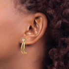 14k Solid Yellow Gold J Medium Hoop Cz Stud Earrings