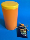 Gift Or Storage Container Tin W coordinating Gift Tag Orange Yellow Cylindrical