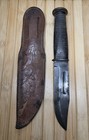 Ww2 Us Ka-bar Mk1 Utility Knife With Leather Sheath Navy Uss Naos 1943 Kabar