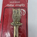 Solid Brass Lacquered Owl Letter Opener Vintage  Made In India New