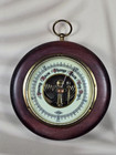 Vintage Atco Germany Aneroid Barometer Round Wood Brass Wall Weather Instrument