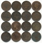 Lot Of 16 Canada Victoria Large Cents 1859-1901