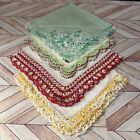 Vintage Women   s Handkerchiefs 1950s Hand Crochet Edging Lot Of 4