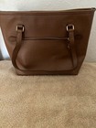 Auth Coach City Zip Tote Crossgrain Leather Light Camel  Beige