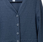Koi Women Clair Cardigan Jacket Small Navy Blue Floral Elastic Back Pockets