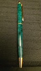 Vintage Waterman Paris Green Marble Ballpoint Pen W Gold Trim Blue Case