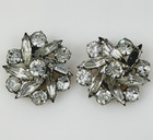 Vintage Art Deco Era Shoe Clips Silver Tone Glass Crystal Rhinestone 1 In