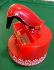 Vintage Mid Century Kitschy Kitchen Red Bird Hard Plastic Toothpick Holder