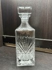 Vintage Crystal Glass Square Whiskey Scotch Liquor Decanter W  Square Stopper