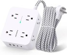 6ft Surge Protector Power Cord Strip 8 Wide Outlet 4 Usb Ports Charging Station
